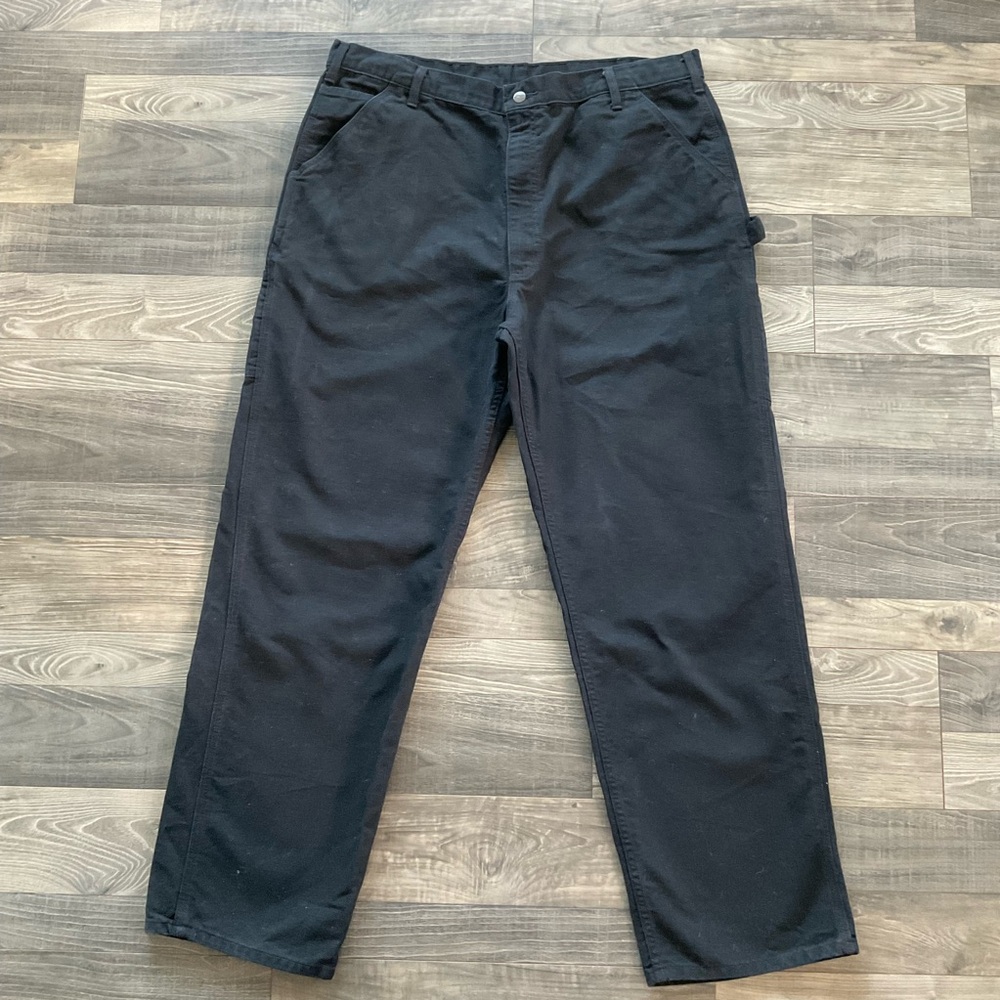 42x34 Carhartt Duck Canvas Utility Work Pants Men’s Black Loose Fit B11 BLK